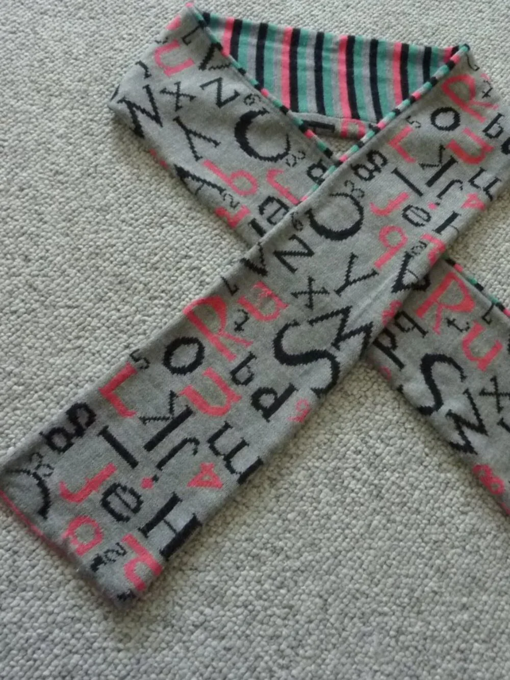 $118 Nordstrom Neck Scarf Pink Teal Black Grey Alphabet Striped 75